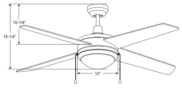 Europa II 1041LED Ceiling Fan, 4-Blade, 44" Sweep, Integrated LED Light Kit, 16W, 3000K, 90 CRI, 120V