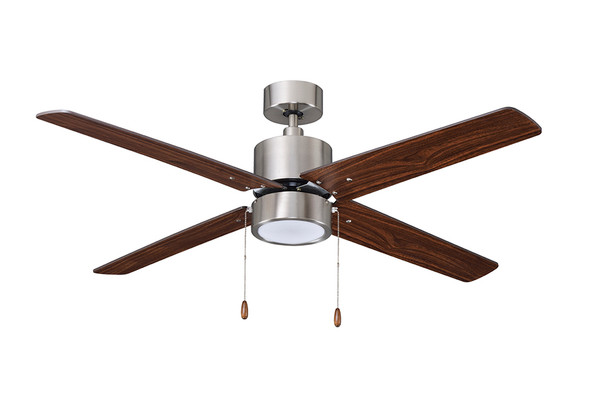RP Lighting and Fans Aldea 52" 4-Blade Ceiling Fan, Integrated LED Light Kit, Oil Rubbed Bronze/Walnut, Pull Chain