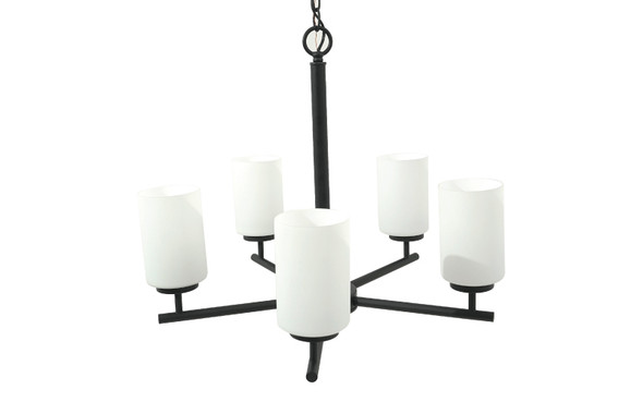 4614 Series E26 A19 No Lamp Island Light, Matte Black, 5 Lights