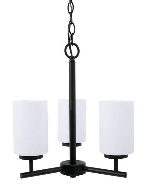 4613 Series E26 A19 No Lamp Chandelier, Matte Black, 3 Lights