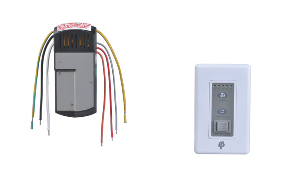 RP Lighting and Fans WCD-80 DC Motor Ceiling Fan Wall-Mounted Control and Receiver, 120V, 60Hz, 5-Speed, Forward/Reverse, Light On/Off, White Faceplate