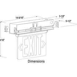 RXL33 Recessed Edge-lit Exit Sign, Single Face, Green Letters, Brushed Aluminum Housing, 120/277V, Battery Backup