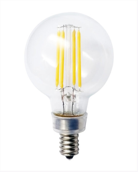 LED Clear G16 Globe Lamp, 5.5W, 120V, 2700K, E12 Base, Warm White, Dimmable, 2-Pack