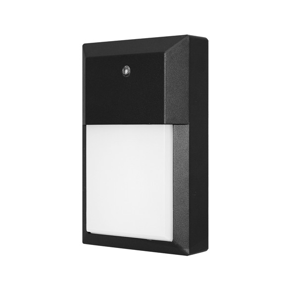 LED Wall Pack, Non-Dimmable, 1600lm, 120V, 15.8W, 100°, 3000K - 6500K 5CCT Selectable, Matte Black, Wet Rated, Photocell