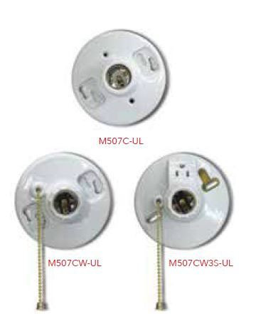 Porcelain E26 Lampholder with Pull Chain image 2