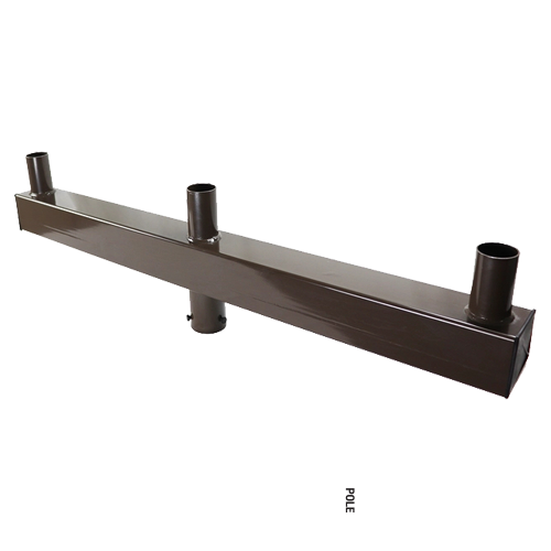 Portor Industry, Triple Vertical Tenon for 4" Round Pole, PT-AL-P-VRT2-3, Carbon Steel, White/Bronze/Black