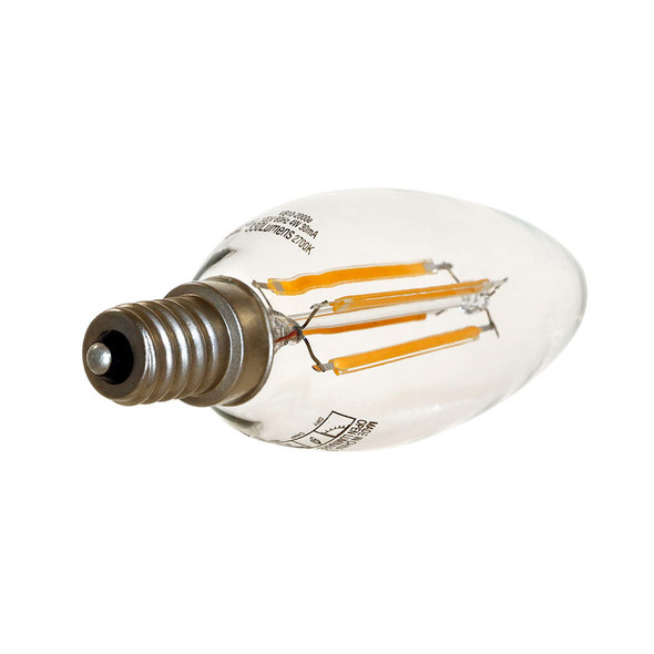 Euri Lighting, VB10, Clear Glass B10 LED Bulb, 2700K Warm White, 500lm