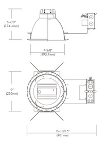 8", Non-IC Architectural Frame-in Kit Downlight with Interchangeable Reflector  Trims - HIGH WATTAGE Size