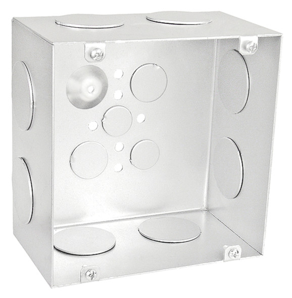 6" Square Box, 3-1/2" Deep - Welded with Conduit Knockouts