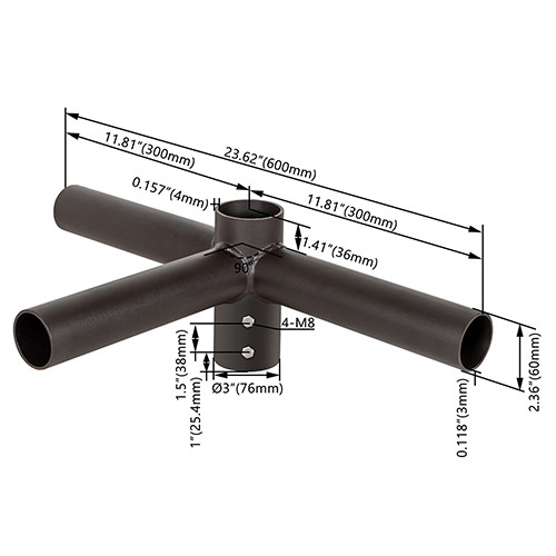 Round Triple 90Â° Horizontal Tenon Adapter
