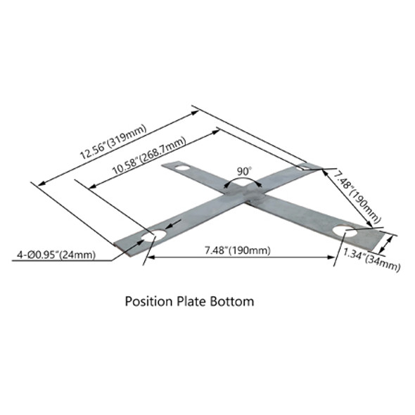 Cross Screw Positioning Plate, 250mm, Black Matte, for 30 FT Steel Square Light Poles Cross Screw Positioning Plate, 250mm, Black Matte, for 30 FT Steel Square Light Poles