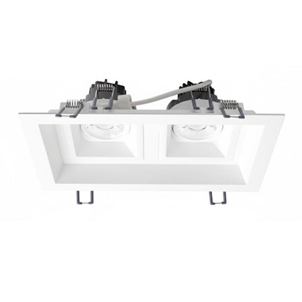 Multi 2 Head Fixture for 3" Square Regressed Gimbal LED, White