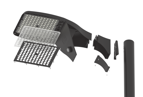 Skyline Area Light Series, Medium, 36,000 lm, 4000K, Type 5 Square, Universal Mounting Bracket, Silver