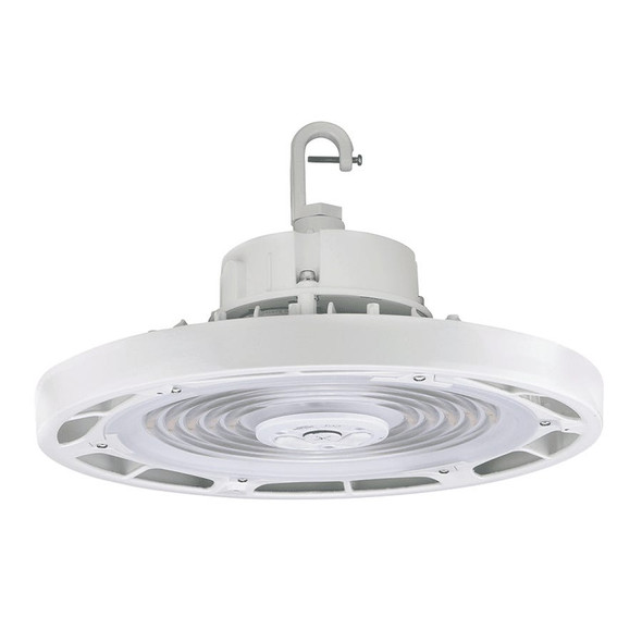 HoverBay Round Highbay, 200W, CCT Selectable, Universal Voltage 120-277 VAC, White Housing, 6' 120V Cord and L5-15P Plug