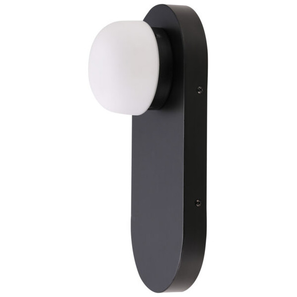 LED Wall Sconce, Knob Style Glass Lens, 15W, 3000K, Black