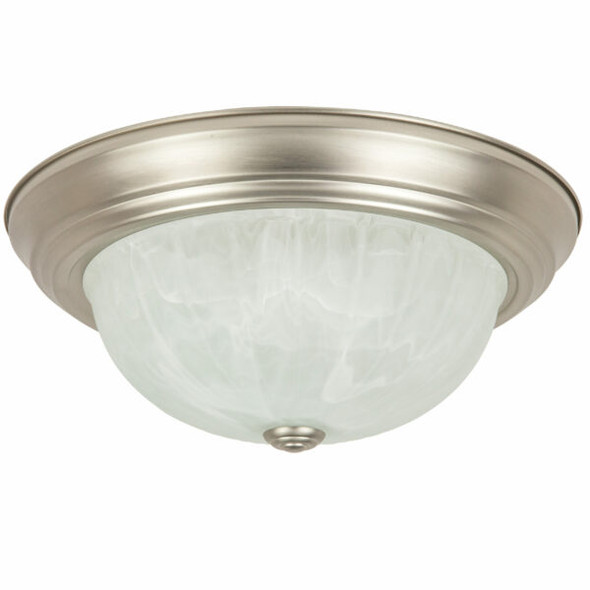 Frost Dome Fixture, Brushed Nickel, Frosted Glass, 2-18W CF