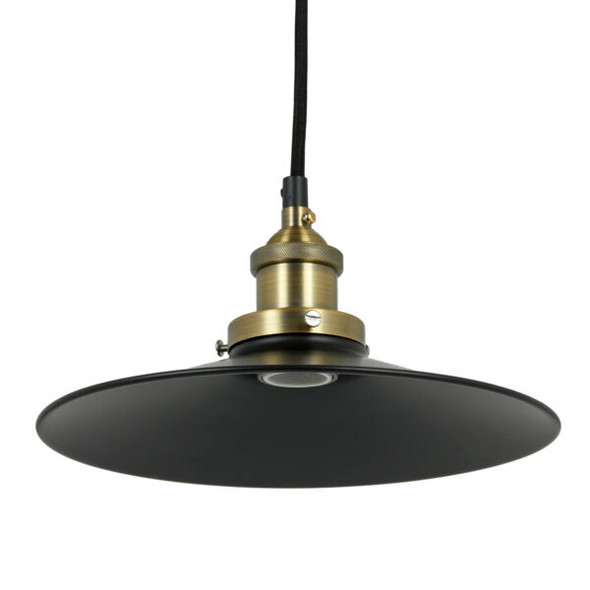 Antique Oil Rubbed Bronze Shallow Dish Shade Pendant, Farmhouse Country-Chic Style Fixture, 10-Inch Wide Canopy Cage