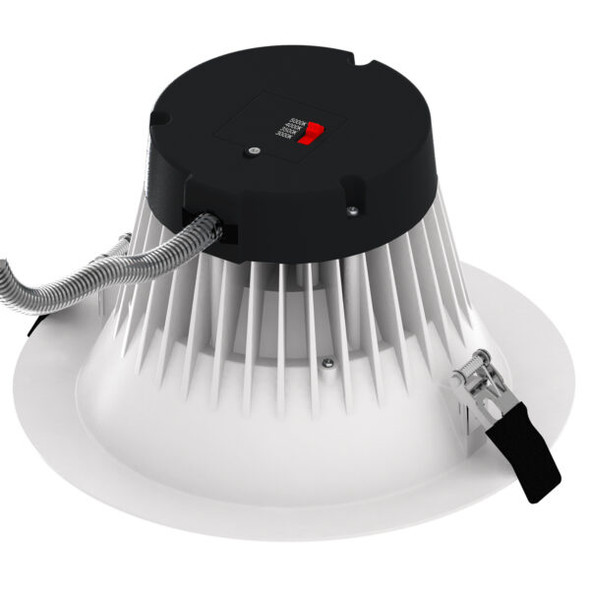 LED Canless Commercial Recessed Round Downlight Fixture, 8", 55 Watts, Multi-Volt, 5000 Lumens, Color Selectable 3000K/3500K/4000K/5000K, Dimmable, 90 CRI