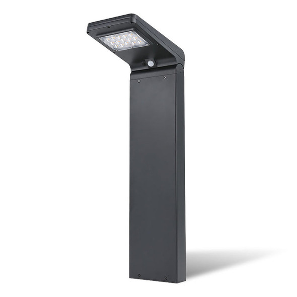 Solar LED Square Bollard Light, 5W, 5000K, Black