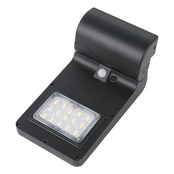 Solar LED Semi-Cutoff Wall Mount Light, 5W, 5000K, Black