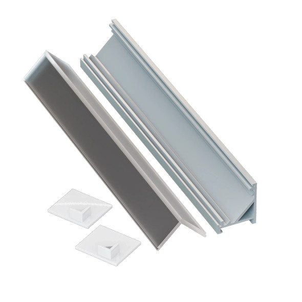 Rubik Aluminum Tape Light Extrusion, 2M Single Bundle, Includes High Grade Diffusion Lens, End Caps, Mounting Clips