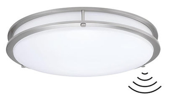 Double Ring Flush Mount Ceiling Light, 12", 16W, CCT Selectable, Motion Sensor