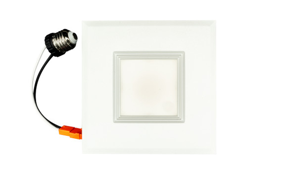 4" Performance LED Recessed Retrofit Downlight, 7 Watt, CCT Selectable, White, Square Baffle Trim