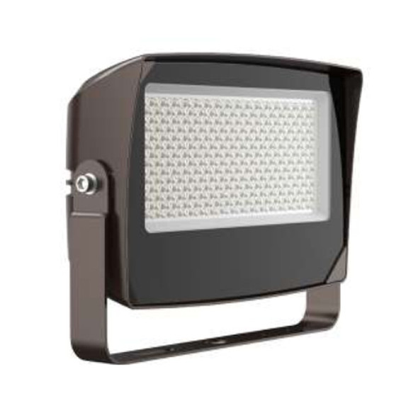 Signature Maximum-Feature Round-Back Flood Light, U Bracket, 480V, 300W, 140LM/W, 30K/40K/50K, Bronze