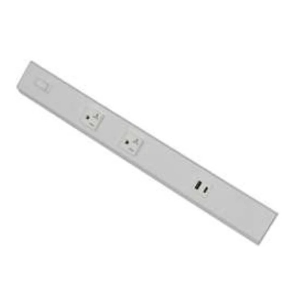 24-Inch Angled Power Strip, 3-Receptacle, 2 USB, 20A