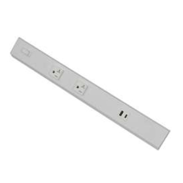Angled 3-Receptacle Power Strip, 30 Inch, 2 USB Ports, 20A