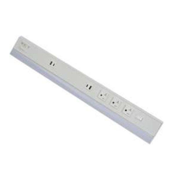 30-Inch Angled Power Strip & Undercabinet Light, Power Receptacle, 5CCT