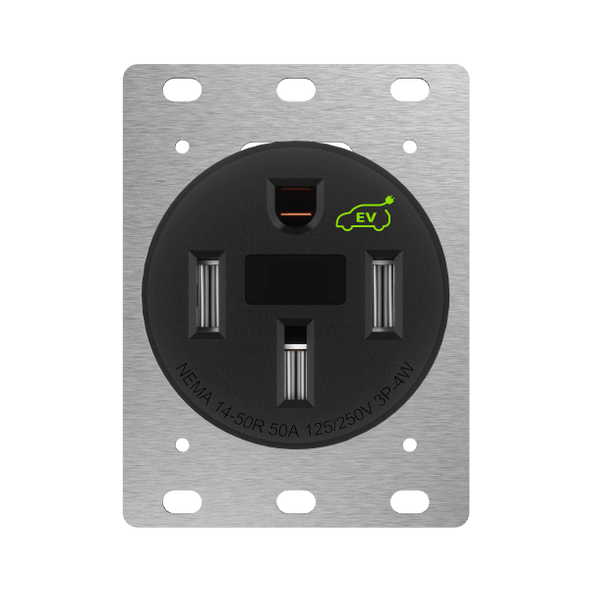Flush Mount Single Power Outlet, 50 Amp, 125/250 Volt, NEMA 14-50R