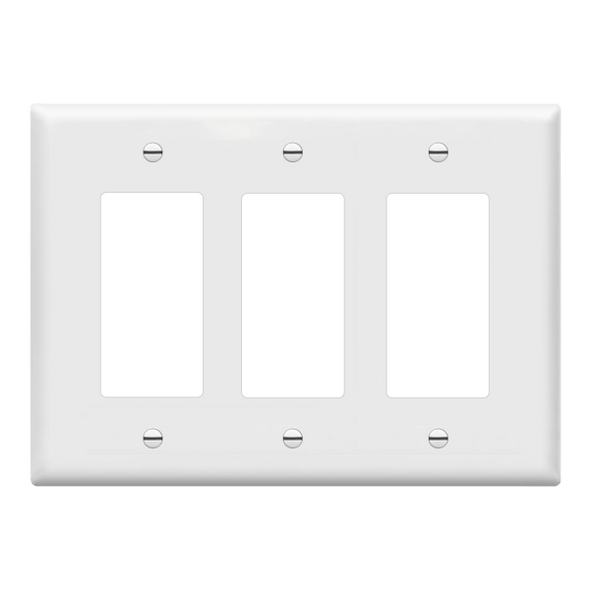 Matte Finish Decorator/GFCI Three-Gang Wall Plate, Mid-Size