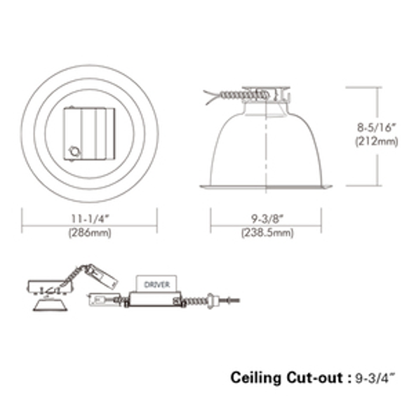9” Architectural LED Recessed Down Light Retrokit, 32W, 120-277VAC, Triac/ELV Dimming 9” Architectural LED Recessed Down Light Retrokit, 32W, 120-277VAC, Triac/ELV Dimming