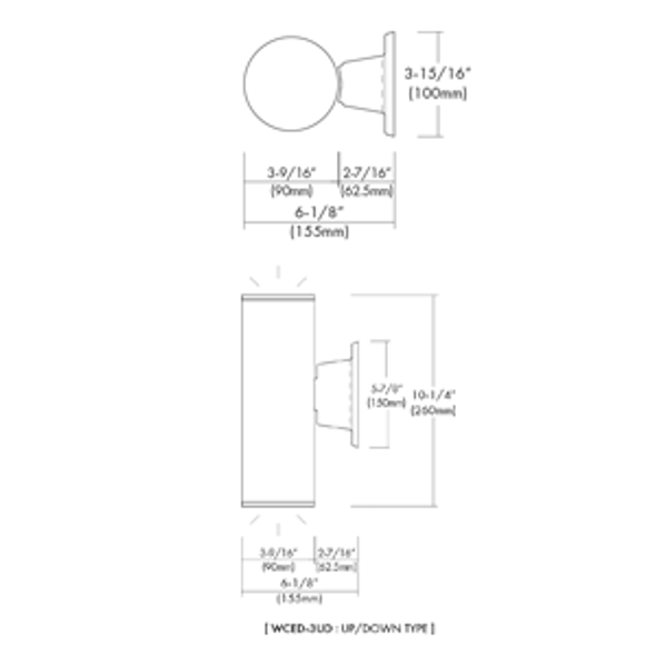 3" Wall Mount Cylinder Up and Down Light, 17W, 3000K, 3500K, 4000K 3" Wall Mount Cylinder Up and Down Light, 17W, 3000K, 3500K, 4000K