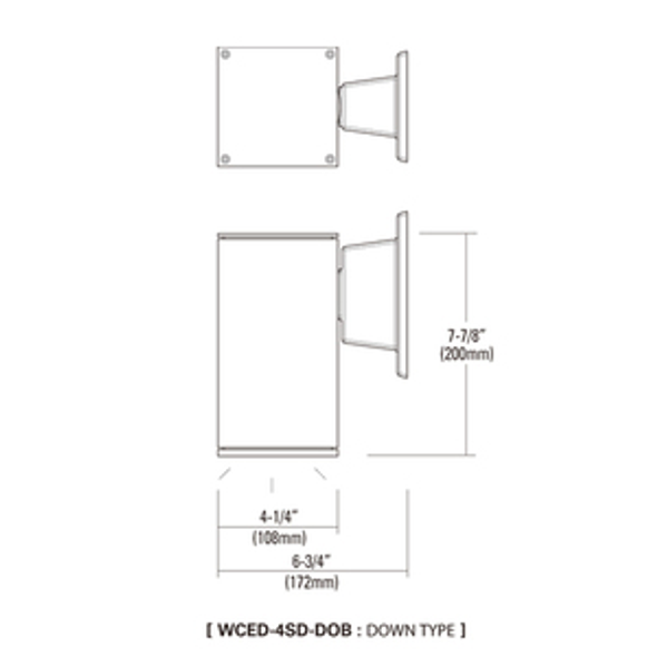 4” Wall Square Cylinder Down Light, 27W, 4000K, 90 CRI, White 4” Wall Square Cylinder Down Light, 27W, 4000K, 90 CRI, White