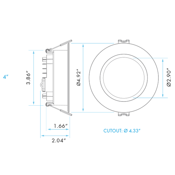 LED Spotlight - Canless Regressed Mini Panel, High Output, CCT Selectable, 4" LED Spotlight - Canless Regressed Mini Panel, High Output, CCT Selectable, 4"