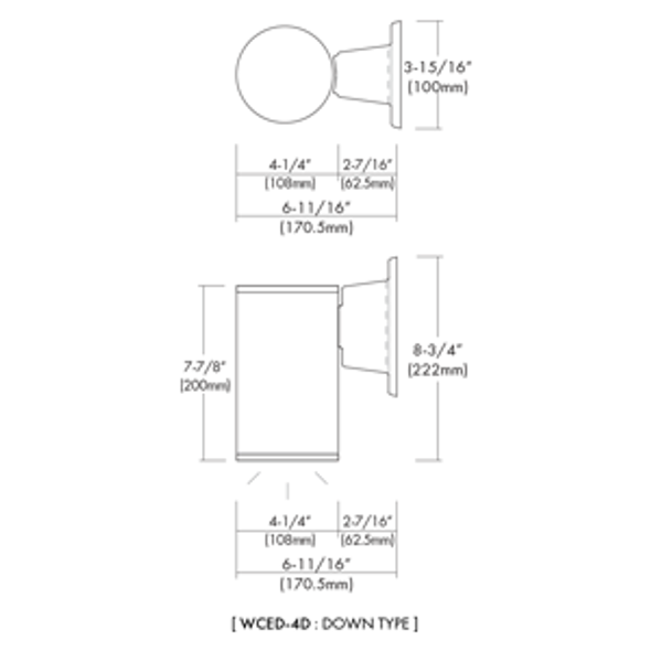 4" Wall Mount Cylinder Down Light, 17W, 3000K/3500K/4000K, 80/90 CRI, LED DoB, 0-10V Dimming 4" Wall Mount Cylinder Down Light, 17W, 3000K/3500K/4000K, 80/90 CRI, LED DoB, 0-10V Dimming