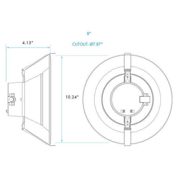 8” High Output LED Canless Commercial Downlight, CCT & Wattage Selectable, Universal Voltage, Dual Dimming