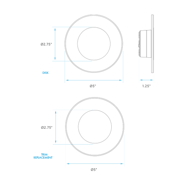 LED Downlight Retrofit, 3-4" Magnetic Interchangeable Trim Disk, CCT Selectable