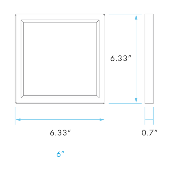LED Surface Mount Slim Series, 6", Square, 5 CCT Selectable LED Surface Mount Slim Series, 6", Square, 5 CCT Selectable