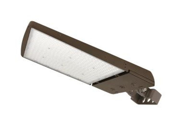 Slim Area Light, 200/250/300W, 120-277V, Type III/IV/V Distribution, CCT/Wattage Selectable, Bronze, Trunnion Mount, Controls Ready