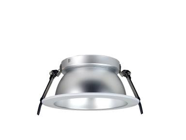 Recessed Architectural Downlight Reflector, 6" Round, Matte Silver Reflector, White Trim, TAA Compliant