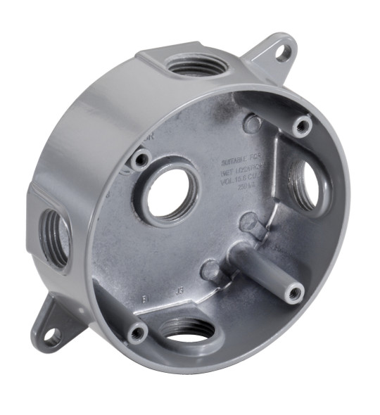 Garvin Industries 4" Round Box, 5 Hole, 1/2" Threaded Hub, Gray