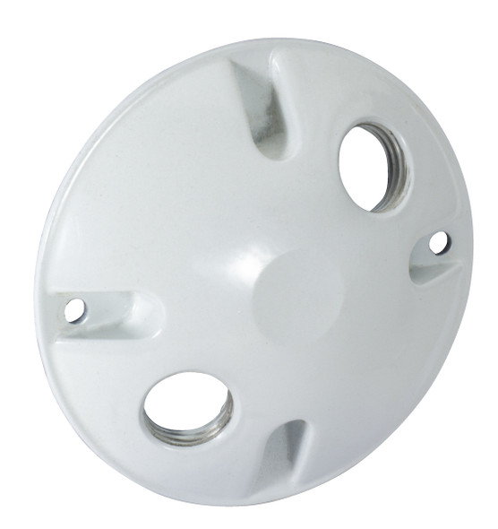 Garvin Industries WRC250W, 2-Hole 1/2" NPT Threaded Round Cover, White, Die Cast Aluminum