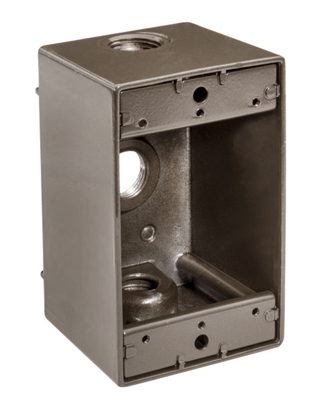 Garvin Industries WDB1375B, 3/4" Threaded Hub, Bronze, Single Gang, 3 Hole Deep Die Cast Aluminum Box