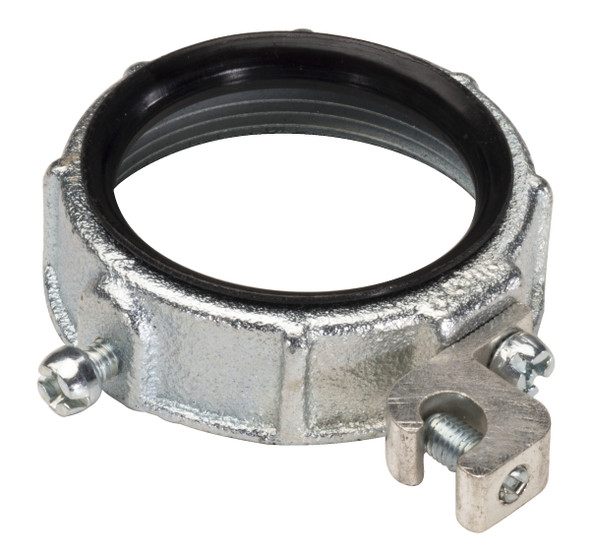 Garvin Industries 3-1/2" Insulated Metallic Grounding Bushing with Aluminum Lay-In Lug, Malleable Iron, 14 AWG - 1/0 AWG