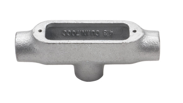 Garvin Industries TB1M, 1/2" Threaded TB Type Conduit Body, Malleable Iron, Zinc Plated, Aluminum Enameled