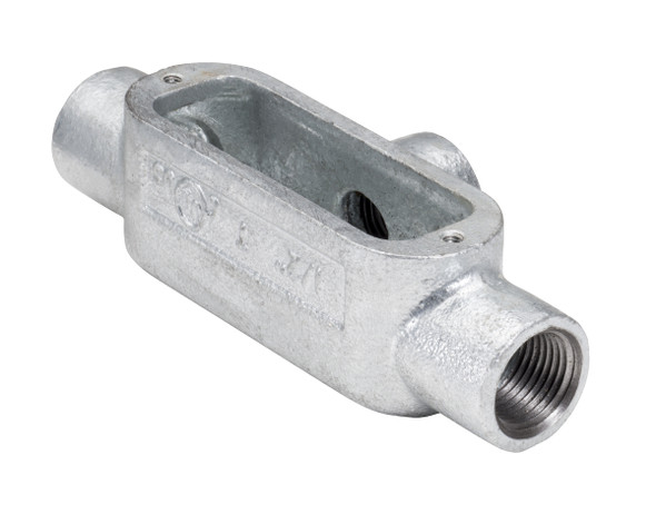 Garvin Industries T2MHDG, 3/4" Threaded T Type Rigid Conduit Body, Hot Dip Galvanized, Malleable Iron