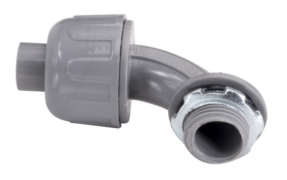 Garvin Industries 90° Liquidtight Connector, 3/4", Gray Nylon
